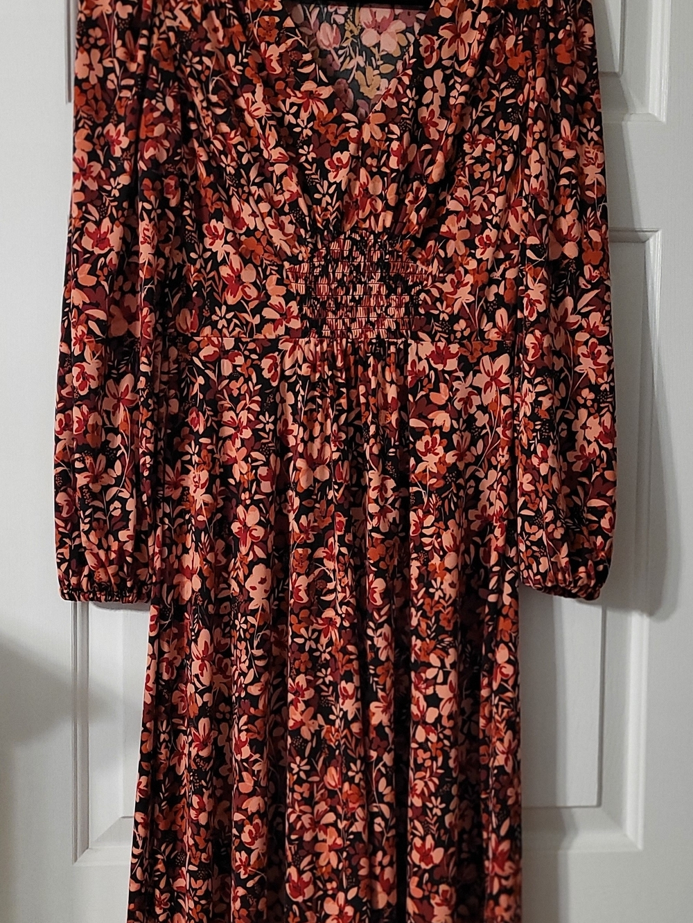 London Times Floral Maxi Dress in Black and Coral